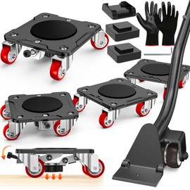 WOUOW 【Upgrade Function】 Furniture Dolly,Furniture Movers with Parking Function,Equipped with Stabilizers for Secure Long-Term Placement of Furniture and Heavy Items, No Frequent Setup Required(Black)