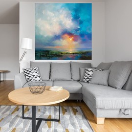 Fine Art Canvas Morning Mist Canvas Wall Decor by Artist Kasia Bruniany for Living Room, Bedroom, Bathroom, Kitchen, Office, Bar, Dining & Guest Room - Ready to Hang - 22 in x 22 in