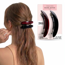 Basic Sense Large Metal Hair Clips for Women, Oval - Black/Tortoise