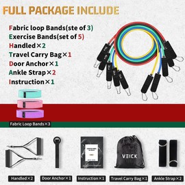 VEICK Resistance Bands, Exercise Bands, Workout Bands, Resistance Bands for Working Out with Handles for Men and Women, Exercising Bands for Strength Training Equipment at Home