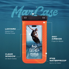 Statik MarCase Waterproof Phone Pouch - IPX8 Floating Waterproof Bag, Light Reflective Stripes for Easy Phone Retrieval, Designed with WakeSurf World Champion Noah Flegel, Phones up to 7 inch (Black)
