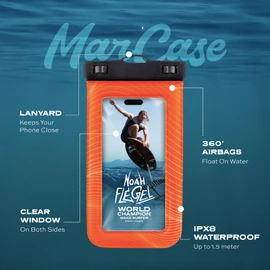 Statik MarCase Waterproof Phone Pouch - IPX8 Floating Waterproof Bag, Light Reflective Stripes for Easy Phone Retrieval, Designed with WakeSurf World Champion Noah Flegel, Phones up to 7 inch (Black)