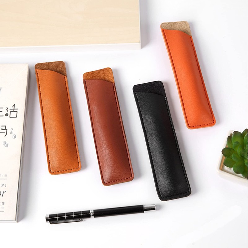 MEISO 12 Pcs Soft PU Leather Single Pen Case Holder,