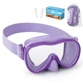 Kids Swim Goggles with Nose Cover, Anti-Leak Swim Mask with Elastic Fabric Strap, UV Protection Swimming Goggles for Kids