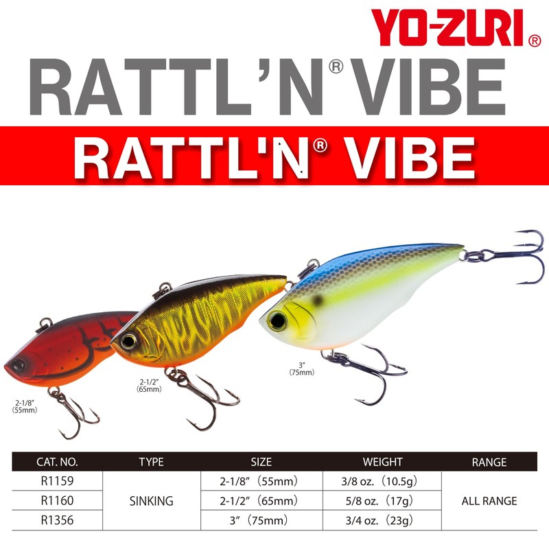 Yo-Zuri R1159-HT Rattl'N Vibe Sinking Lure, Hot Tiger