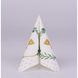 Mank Airlaid Napkins | Perfect for Catering and Celebrations | Textile-like and Absorbent | Pack of 50 | Eucalyptus | Heart | Chalice | Fish | (33 x 33 cm Chalice)