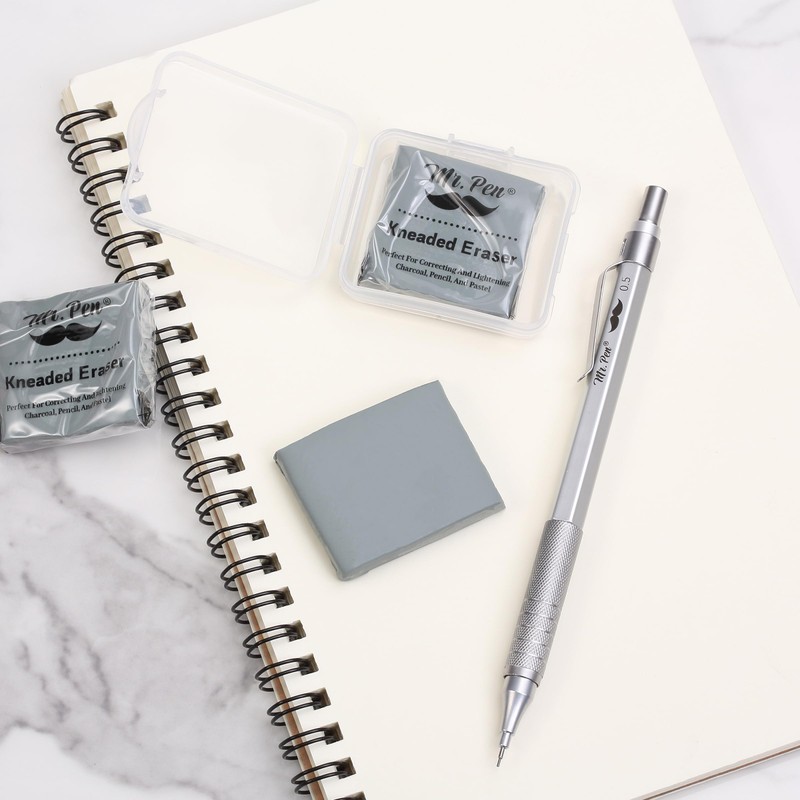 Mr. Pen- Kneaded Erasers, 10 Pack with Clear Cases, Grey,