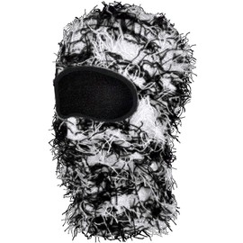 Malaxlx Distressed Balaclava Ski Mask Black White Knitted Balaclava Shiesty Full Face Mask Winter Windproof Beanie Neck Warmer for Men Women