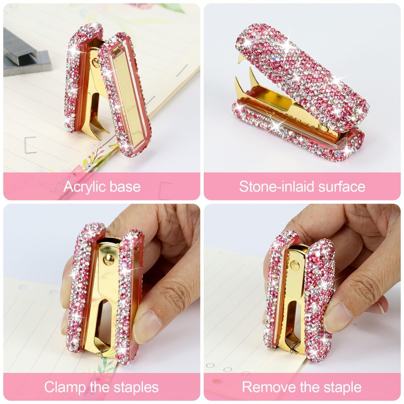 Buqoo Bling Rhinestone Staples Remover, Crystal Staple Puller Cute Glitter