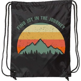 inktastic Joy in the Journey Retro Sunset Drawstring Bag Black 39822
