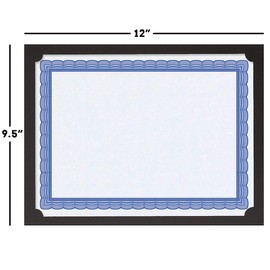 Plain Black Certificate Holder - Set of 10, 9-1/2" x 12" Folded with Diecut Corners on 80 lb. Linen Cover Stock