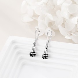 YFN Microphone Earrings Sterling Silver Sing Dangle Drop Leverback Earrings Jewellery Music Lover Singing Gifts for Women Girls Men