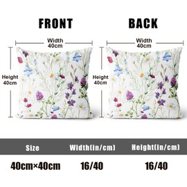 XPHZZL Cushion Covers Set of 2 Pack 40 x 40 cm - Soft Double Sided Garden Floral Decorative Pillow Covers for Sofa Bed Garden Outdoor Spring Decor with Invisible Zipper 16 x 16 Inch-Purple