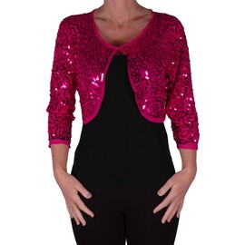 EyeCatch - Scarlett Sequin Chiffon Long Sleeve Top Bolero Shrug Cardigan