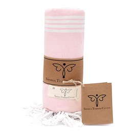 SMYRNA TURKISH COTTON Classical Series Throw Blanket 50x60, Outdoor Blankets, Throws and Blankets for Couch, Sofa, Bed, Chair, Beach Picnic, Travel Boho Turkish Blanket, Blush Pink