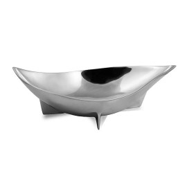 Homeroots 16" Silver Aluminum Oval Eye Shaped Centerpiece Bowl