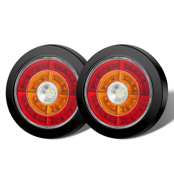 Biqiure [4 IN 1 Round Trailer Tail Light,Multifonction 12V Trailer