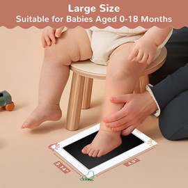 6" x 4" Large Size Baby Inkless Handprint and Footprint Kit with 4 Ink Pads and 8 Imprint Cards by PChero, Ideal for Family Keepsake Newborn Registry Baby Shower Present (Ink Area: 4.9" x 3.14")