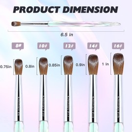 Pincel para Uñas de Acrílico 100% Puro Kolinsky Pinceles Ovalados Redondos para Uñas Acrílicas Pincel Acrílico para Manicura Profesional #8