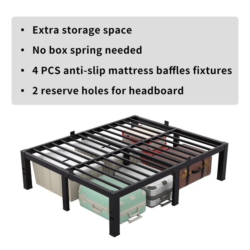 MAF King Bed Frame 14 Inch Heavy Duty Metal Platform