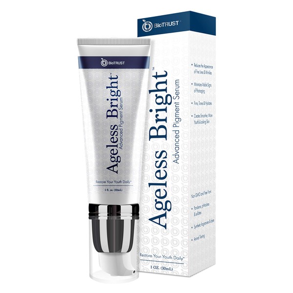 BioTrust Ageless Bright Skin Brightening Serum, Helps Reduce the Appearance of Dark Spots for Smoother, Younger, More Even Look to Reveal a Brighter Complexion Naturally, 1 fl. oz.