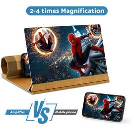dizaul 14'' Screen Magnifier for Smartphones, Foldable, Wooden Material, Adjustable Length, Compatible with All Models