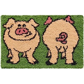 ROCKY&CHAO Myriad Choices Latch Hook Rug Kit Pig 60x42 cm, DIY Rug Making Kit for Adults Kids, Pig Latch Hook Rug Making Kits, Cross Stitch Kit Carpet Making Cushion Needlework for Home Decor
