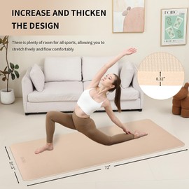 onlyhe Widened yoga mat-Extra Thick & Wide 27.5 inch Non Slip POE Exercise Mat Eco Friendly High Resiliency Fitness Mats With Strap for Women,gymnastics, Pilates, Home, Floor, Workout ( 72" x 27.5" x 0.32") (Milk coffee colour)