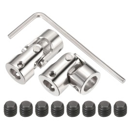 sourcing map 2Pcs 8mm to 10mm ID Steering Universal Joint Shaft Coupling,L35XD16 Metal 45°Degree Rotatable Joints Coupler with Screws Wrench Set for Model Car Ship Drive Shaft Motor Connection