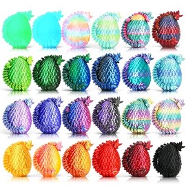 Impossmaker 24pcs 3D Printed Dragon Eggs, Cool Articulated Crystal Dragon Toys for Boys Kids Teen, Surprise Dinosaur Eggs for Party Favors, Fun Goodie Bag Stuffers for Birthdays, Classroom Prizes