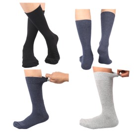 MANARC Men Cotton Crew Dress Socks Soft Comfortable Thin Fine Elegant Durable Breathable. 3 Pack Black, Melange Grey, Melange Blue.