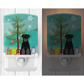 Caroline's Treasures BB4157CNL Merry Christmas Tree Standard Schnauzer Black Ceramic Night Light Compact, UL-Certified, Ideal for Bedroom, Bathroom, Nursery, Hallway, Kitchen, 6x4x3, Multicolor