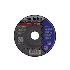 Metabo 6-inch Original Long Life Grinding Wheel | Type 27 | 6" x 1/4" x 5/8"-11 | A24R | Aluminum Oxide | Longer Life, Fast & Reliable Results | Steel, Stainless Steel | 655319000