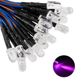 Juasky 60pcs Pre Wired Led 5mm，12v Pre Wired Led Diode Lights,Purple Led Light Emitting Diodes for DIY Scientific Experiment
