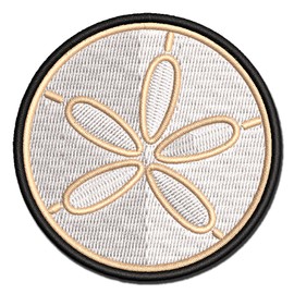 Sand Dollar Sea Urchin Ocean Beach Outline Multi-Color Embroidered Iron-On Patch Applique - Mini 2.0 Inch