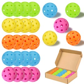 Acidea Pickle Balls, 20 Pack Pickle Ball with 40 Holes for Outdoor, Colorful High Bounce & Durable Pickleball for All Style Pickleball Paddle & Court, Perfectly Balanced Durable Pickleballs Set
