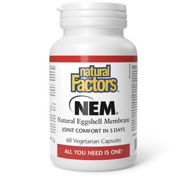 Natural Factors Natural Factors NEM Natural Eggshell Membrane 500 mg, 60 vegetarian capsules, Joint Comfort in 5 Days, Nutrients Essential for Healthy Joints