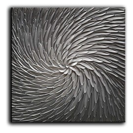 YaSheng Art - 30x30 Inch Large Abstract Art Oil Paintings on Canvas Silver Gray Gradient color Abstract Artwork Modern Home Decor Canvas Wall Art Ready to Hang for Living Room Bedroom