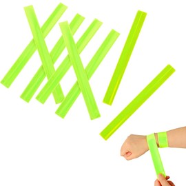 Reflective Bands, Set of 10, 11.8 x 1.2 inches (30 x 3 cm), Fluorescent Green, Safety Measures, Perfect for Night Running, Jogging, Biking, Dog Walking, Children School, Increased Visibility, Armband