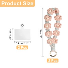 sourcing map 2 Pcs Phone Wrist Strap, Cell Phone Lanyard Bracelet with Tether Tabs Handmade Smartphone Wristlet Keychain Anti-Loss Phone Chain for Women, Light Pink