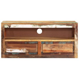 vidaXL Solid Reclaimed Wood TV Stand - Versatile Entertainment Unit with Unique Design, Shelf, and Two Drawers, Wood Finish