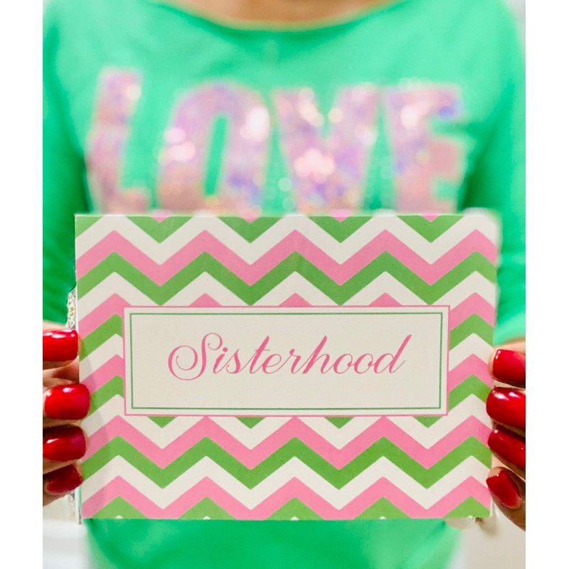 20 PC Pink and Green Sisterhood Notecards | Sorority Inspired