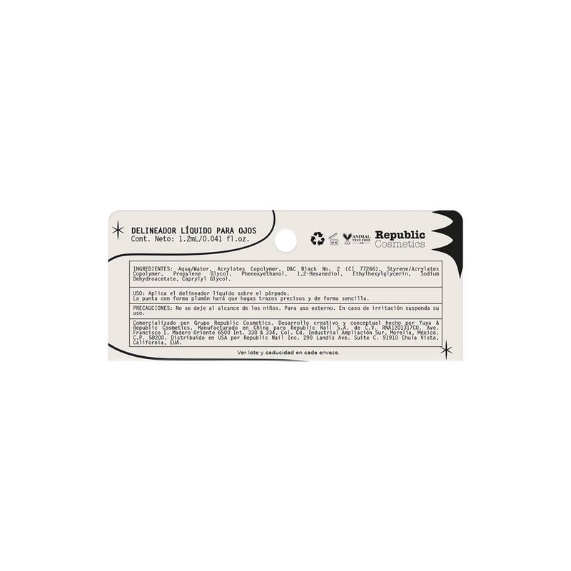 Delineador Liquido Yuya Republic Cosmetics Delineador liquido ojos 1.2ml
