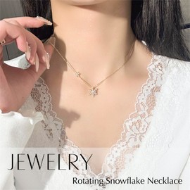 S925 Sterling Silver Gold-Plated Rotating Snowflake Necklace for Women – Dainty Zircon Crystal Pendant, Everyday Chic Jewellery Gift