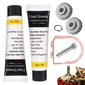 Upgraded Metal Gear W10112253 & 240210-2 Mixer Worm Gear with 4162324 Gasket and Food Grade Grease Kit for Whirlpool & Kitchen-Aid Stand Mixer and Most of Other Models