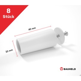 BAUHELD® Roller Shutter Stopper 40 mm [Pack of 8] Outdoor Roller Shutter Stop Made of Plastic [Made in Germany] - Roller Shutter Stop with Screws - Suitable for Roller Shutter Armoured Slats - White