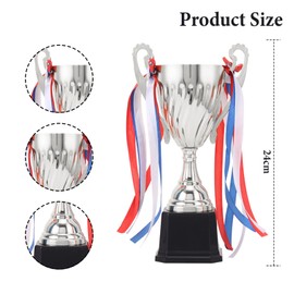 SINGOMON 24cm Gold Trophy Cup 9.4 Inch Metal Award Trophy Cup for Sports, Competitions, Prizes (Silver)