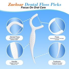 Individually Wrapped Dental Floss Picks, Zueloar Floss Singles Case,50 Count Tooth Flossers for Travel Hotel Restaurant Party Office Car, Oral Care and Clean Teeth for Adults Kids (50)