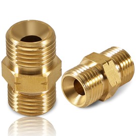 Brass Gas Hose Connector Double Nipple 1/4 Inch Male Thread DN8 LKS Double Nipple Coupling Propane Acetylene Gas Hose Male Thread 1/4 Inch Left AG Propane Acetylene Coupling Hose Brass Pack of 2