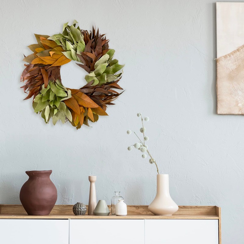 ANDALUCA Harvest Burnt Orange Natural Willow Eucalyptus Wreath